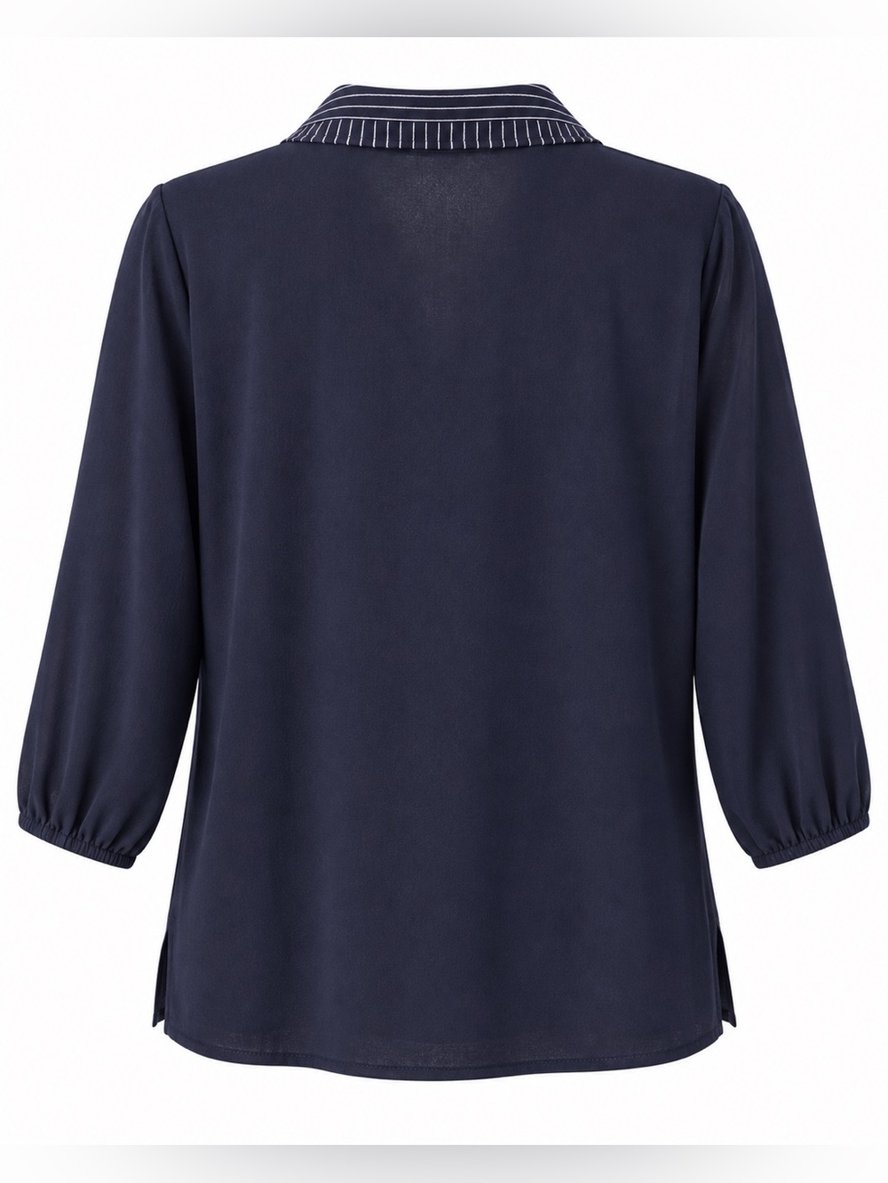 Adrianna Papell Navy Pinstripe Collar Stretch Tunic Blouse XL - Picture 4 of 4